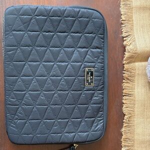 kate spade Black Quilted Triangle Laptop Sleeve with Gold Plate